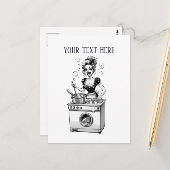 retro vintage lady add text  postcard (Front/Back In Situ)