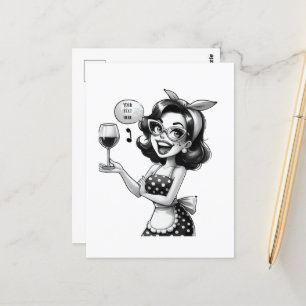 retro vintage lady add text  postcard