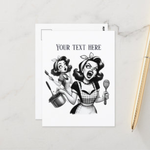 retro vintage lady add text postcard