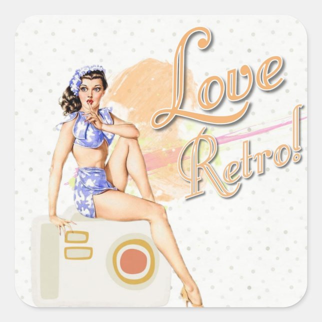 Retro Vintage Lady  Stickers (Front)