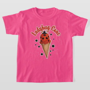 Retro Vintage Ladybug Whimsical Ice Cream Art T-Shirt