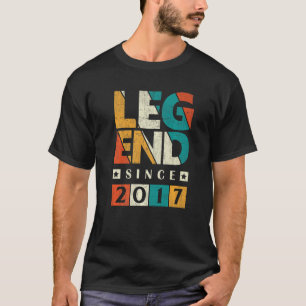 Retro Vintage Legend Since 2017 6th Birthday 6 Yea T-Shirt