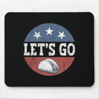 Retro Vintage Let's Go Taco Us Flag American Flag  Mouse Pad