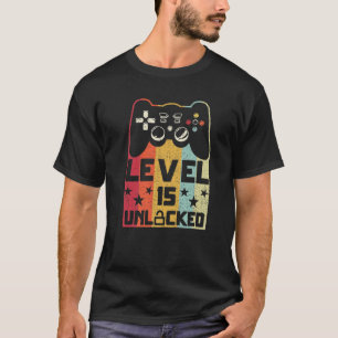 Retro Vintage Level 15 Unlocked Video Game 15Th Bi T-Shirt