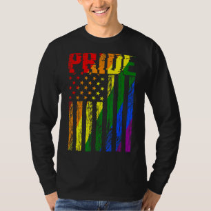 Retro Vintage Lgbt Pride American Flag Lesbian Gay T-Shirt