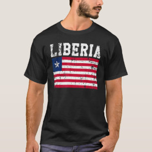 Retro Vintage Liberia Flag Liberian Roots T-Shirt