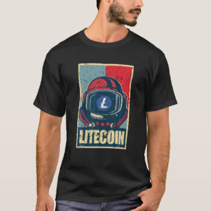 Retro Vintage Litecoin LTC To The Moon Astronaut M T-Shirt