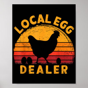 Retro Vintage Local Egg Dealer Farmer Chicken Egg  Poster