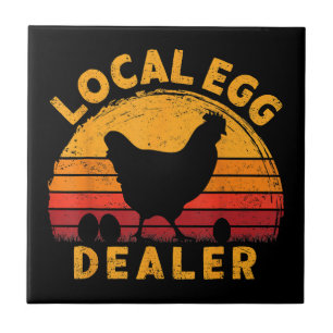 Retro Vintage Local Egg Dealer Farmer Chicken Egg Tile