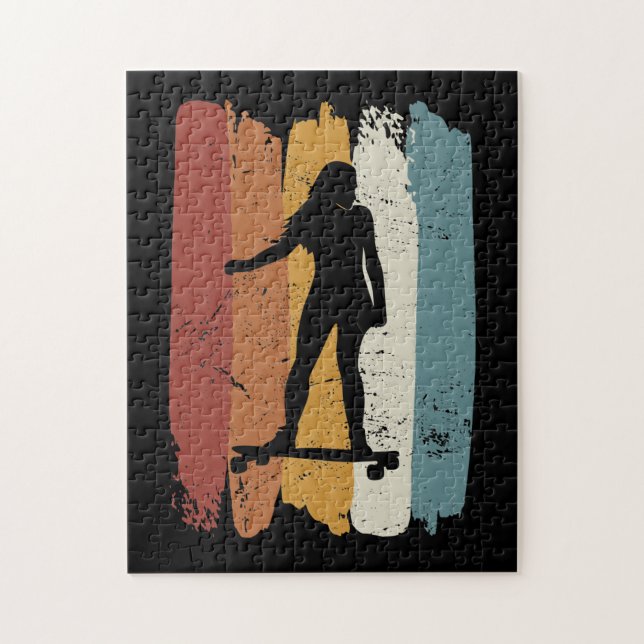 Retro vintage Longboard girl Jigsaw Puzzle (Vertical)