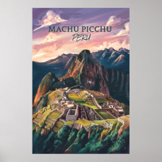 Retro Vintage Machu Picchu Peru V-01 Poster