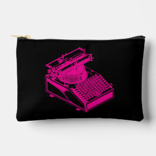Retro Vintage Magenta Typewriter Illustration Accessory Pouch