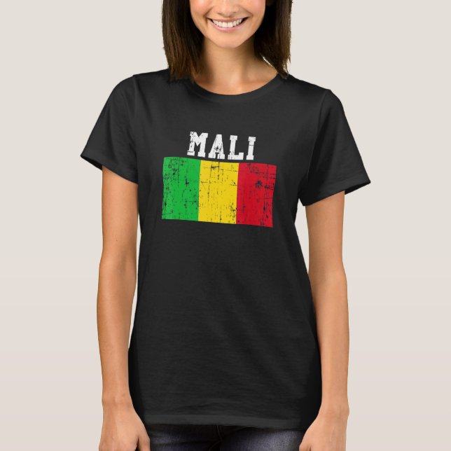Retro Vintage Mali Flag Malian Roots T-Shirt (Front)