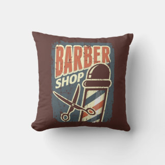 Retro Vintage Man Cave Barber Pole Cushion
