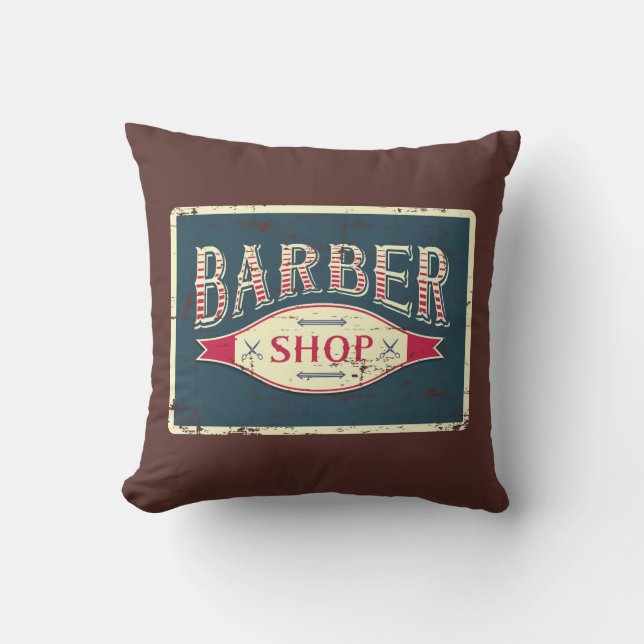 Retro Vintage Man Cave Barbers Cushion (Front)