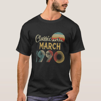 Retro Vintage MARCH 1990 30Th Birthday Gift For Me T-Shirt