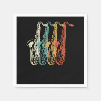 Retro Vintage Marching Band Saxophone Napkin