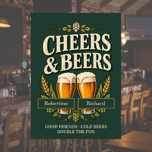Retro Vintage Men's Cheers & Beers Joint Birthday Invitation