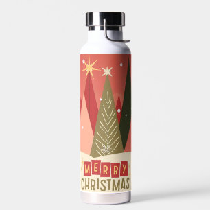 Retro/Vintage Merry Christmas tree Water Bottle