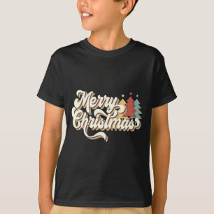 Retro Vintage Merry Christmas Tygraphy  T-Shirt