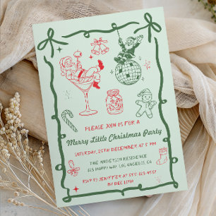 Retro Vintage Merry Little Christmas Party Invitation
