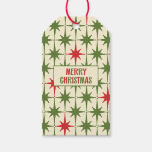 Retro Vintage Mid-Century Merry Christmas Stars Gift Tags