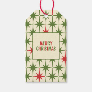 Retro Vintage Mid-Century Merry Christmas Stars Gift Tags