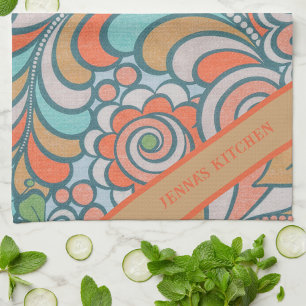 Retro Vintage Mid Century Modern Abstract Pattern Tea Towel
