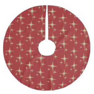 Retro Vintage Mid-century Twinkling Atomic Stars Brushed Polyester Tree Skirt
