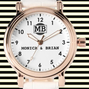 Retro Vintage minimal simple Monogram couple Watch