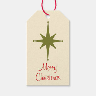 Retro Vintage Minimalist Christmas Star Gift Tags