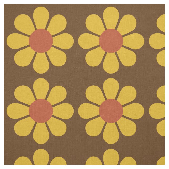 Retro Vintage Mod Floral Pattern Fabric (Swatch)