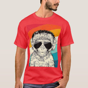 Retro Vintage Monkey with Sunglasses Wild Life Lov T-Shirt