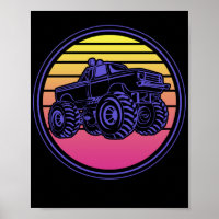 Retro Vintage Monster Truck Vaporwave