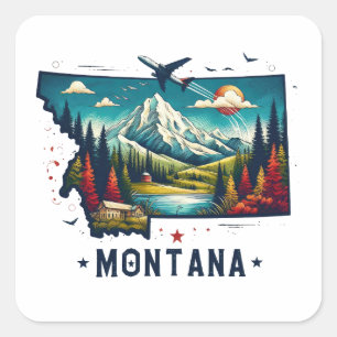 Retro Vintage Montana State Map Square Sticker