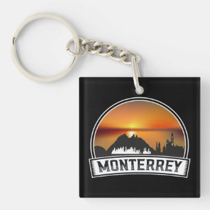 Retro Vintage Monterrey Mexico Sunset Cityscape Key Ring