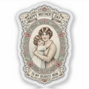 Retro Vintage Mothers Day Mother & Child Sticker