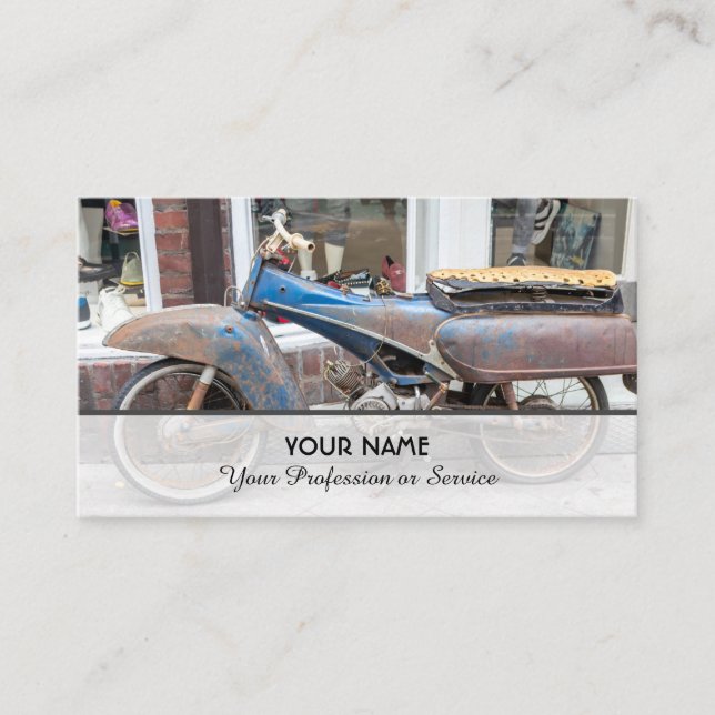 Retro vintage motorcycle restauration experts business card (Front)