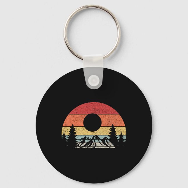Retro Vintage Mountain Camping Hiking  Key Ring (Front)