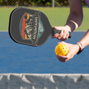 Retro Vintage Mountains and Hiking Pickleball Paddle