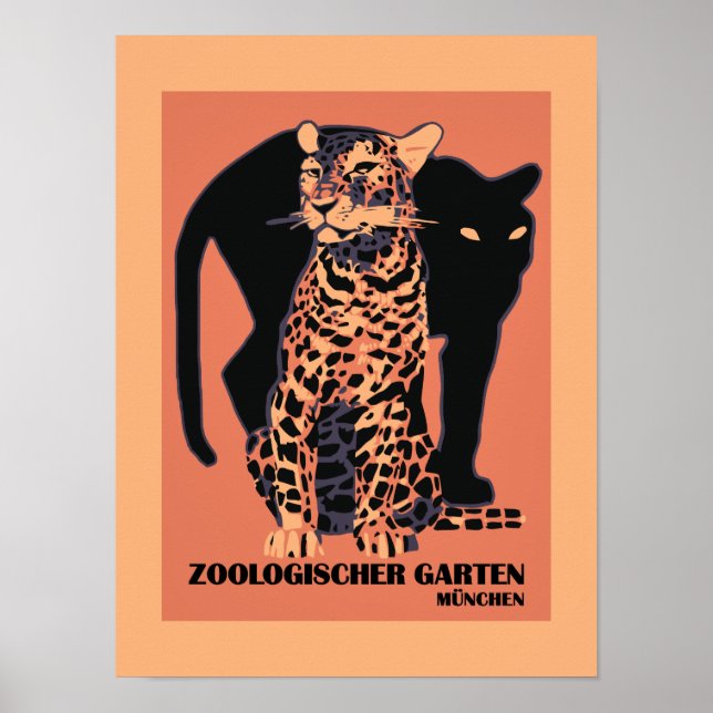 Retro vintage Munich Zoo big cats Poster (Front)