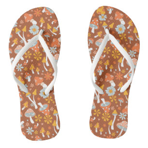 Retro Vintage Mushroom Flower Pattern Jandals