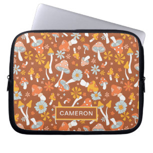 Retro Vintage Mushroom Flower Pattern Laptop Sleeve
