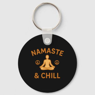 Retro Vintage Namaste And Chill Meditation And Yog Key Ring