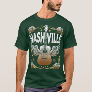 Retro Vintage Nashville Country Music City Guitar  T-Shirt