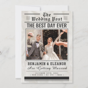 Retro Vintage Newspaper Wedding Invitation