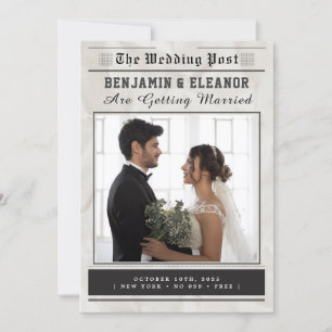 Retro Vintage Newspaper Wedding Invitation