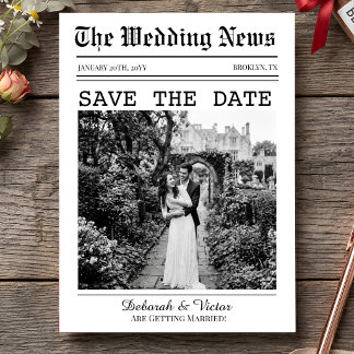 Retro Vintage Newspaper Wedding Save The Date