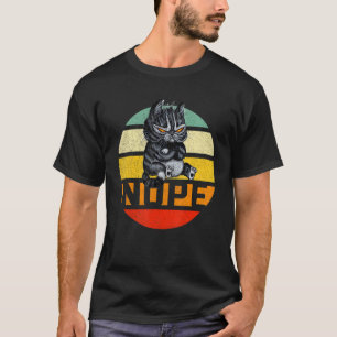 Retro Vintage Nope Lazy Black Cat Pet  Owner Man W T-Shirt