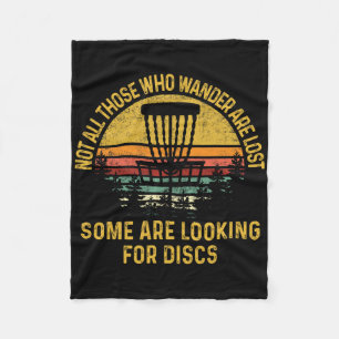Retro Vintage Not Those Who Wander Disc Golf Are L Fleece Blanket